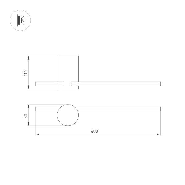 настенный светодиодный светильник arlight sp-vinci-s600x55-7w day4000 035682