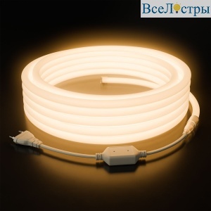 Комплект светодиодного неона Apeyron 220В, 6Вт/м, 300лм/м, 3000К, smd 2835, 144д/м 10м, IP65, с аксессуарами (сетевой шнур, заглушка, крепеж - 10шт) 10-113