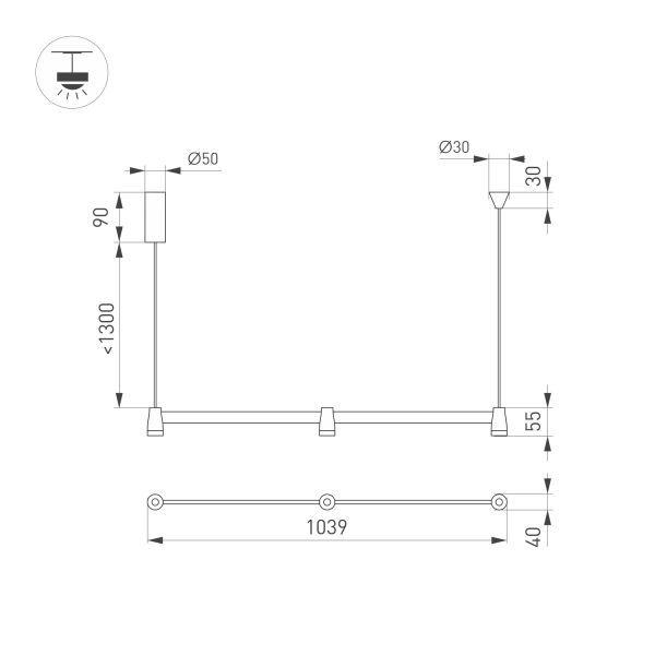подвесной светодиодный светильник arlight sp-elizeo-s1000-16w warm3000 036594