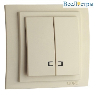 Выключатель Mono Electric Despina/ Larissa двухклавишный с подсветкой крем 500-001725-103