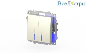 Выключатель двухклавишный с подсветкой ELBI Zena Vega 609-010300-203