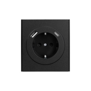 Розетка STRONG 1-ая с/з с/у з/ш 16А с USB A+C быстрой зарядки 5В/3А антрацит KRANZ KR-78-0704-5