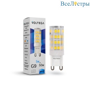 Лампа светодиодная Voltega G9 5W 4000К прозрачная VG9-K3G9cold5W 7186