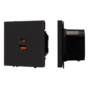 USB Розетка тип A+C софт-тач черный оникс Arlight SCT-MUAC-SFPL-FC-BK (65W, QC3) 054317(1)