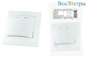 Выключатель двухклавишный с подсветкой Таймыр TDM Electric SQ1814-0505