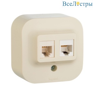Розетка двойная RJ11+RJ45 Legrand Quteo 782251