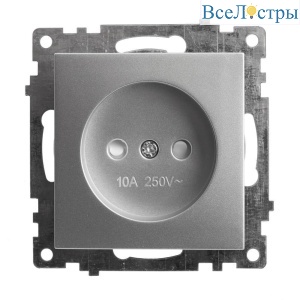 Розетка 2P Stekker Катрин со шторками серебро GLS10-7109-03 39581