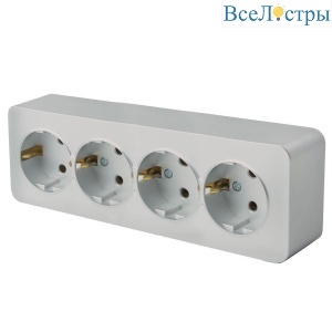 Розетка 4-местная 2P+PE Stekker София серебро MST16-14-03 49332
