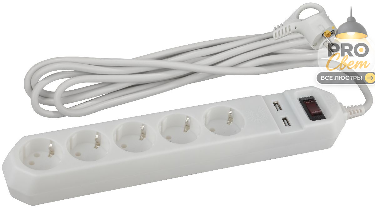 сетевой фильтр эра usf-5es-1.5m-usb-w б0019037