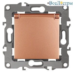 Розетка 2P+E Schuko со шторками с крышкой Эра 12-2103-14 Б0019329
