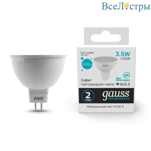 Лампа светодиодная Gauss GU5.3 3.5W 4100K матовая 13524