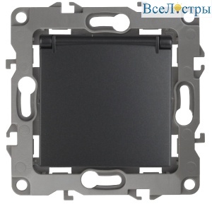 Розетка 2P+E Schuko со шторками с крышкой Эра 12-2103-05 Б0014697