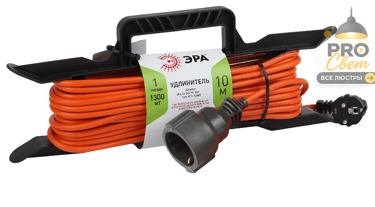 удлинитель силовой эра ufx-1e-3x0.75-10m б0046825