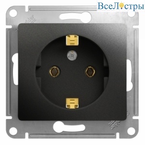 Розетка с/з, 16А Systeme Electric Glossa Антрацит GSL000743