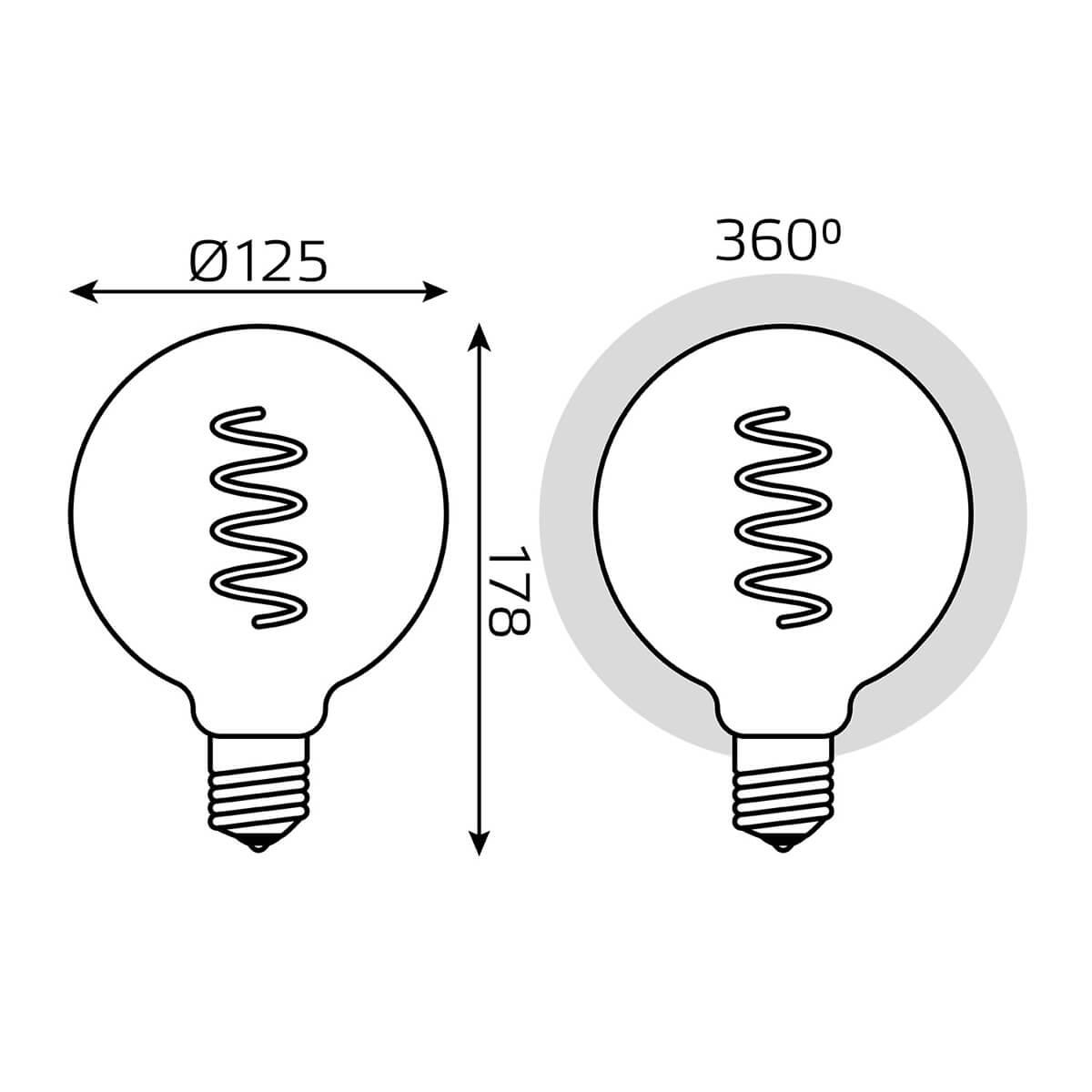 лампа светодиодная диммируемая филаментная gauss e27 5w 1800k синяя 1013802105