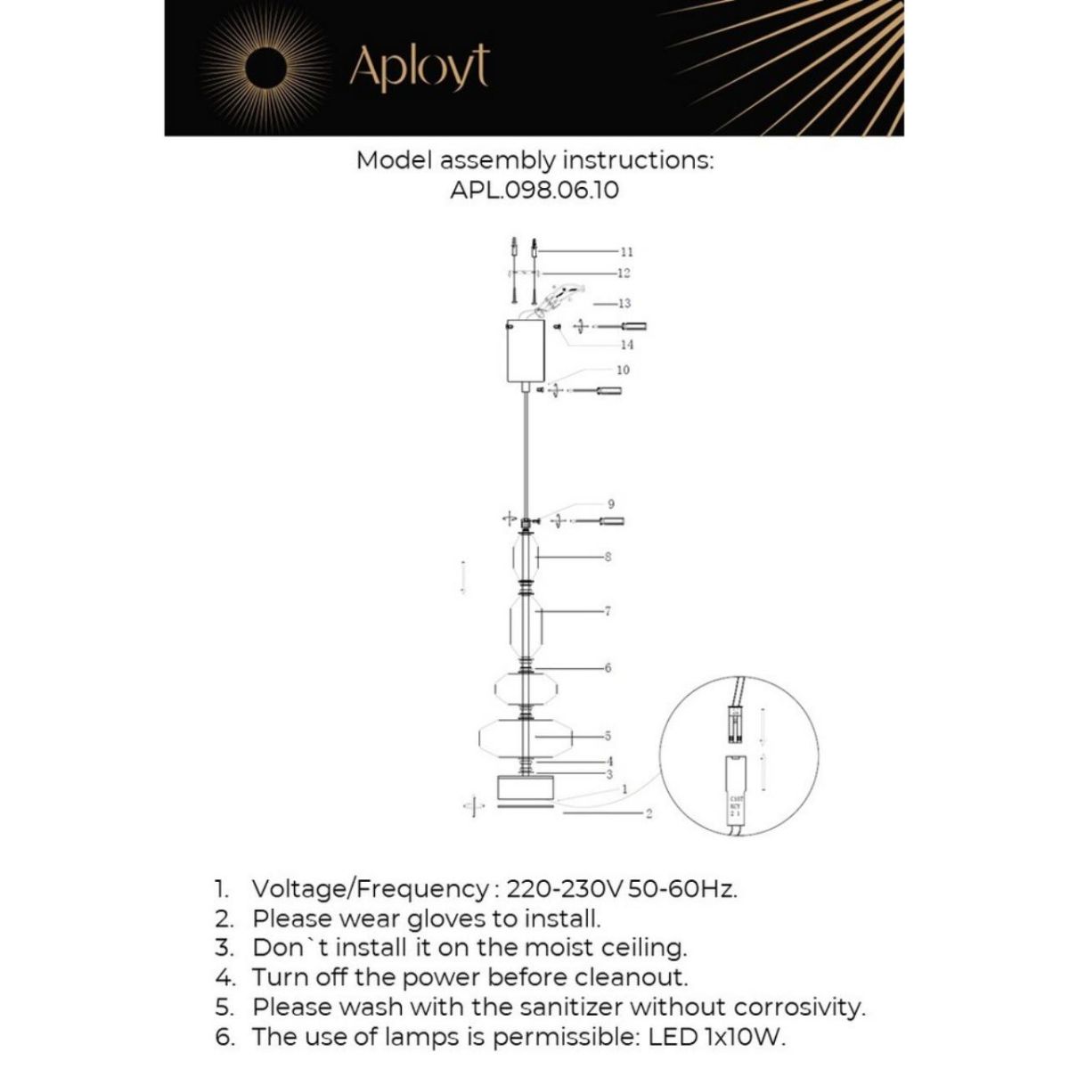 подвесной светильник aployt viktoir apl.098.06.10