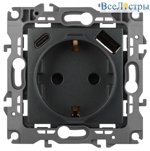 Розетка со шторками с USB type-A+C Эра 12-4108-12 Б0067700