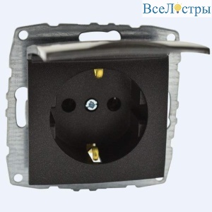 Розетка 2К+З Mono Electric Despina/ Larissa 16A 250V с крышкой винтовое подключение графит 500-002021-118