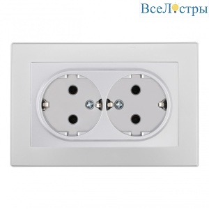 Розетка двойная с/з и шторками Arte Milano SET06-double-40-2 silver