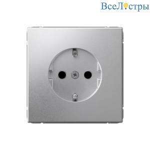 Розетка с заз.со шт., 16А Systeme Electric ArtGallery Алюминий GAL000345S