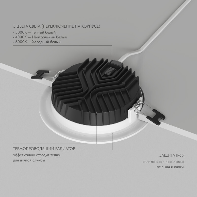 встраиваемый светильник denkirs versa dk2462-wh