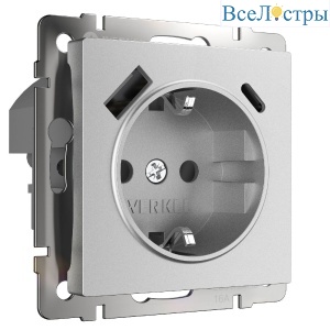 Розетка с заземлением, шторками и USB тип A+C Werkel W1171765 4690389195600 a063618