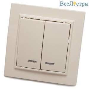 Выключатель двуклавишный Stekker Эрна с подсветкой слоновая кость PSW10-9002-02 39229