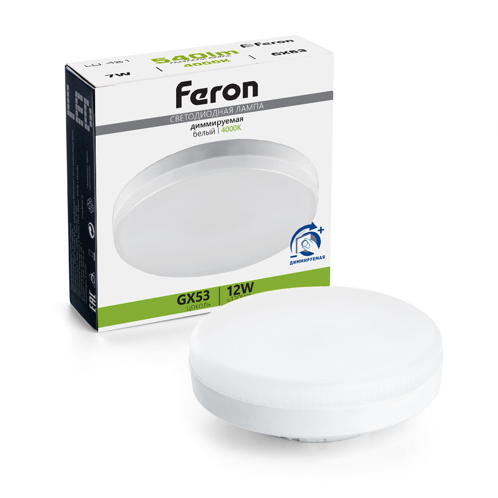 светодиодная диммируемая лампа feron lb-456 gx53 12w 4000k 51065