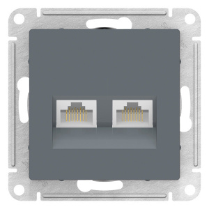 Розетка двойная компьютерная RJ45+RJ45 кат. 6А, механизм Systeme Electric AtlasDesign Грифель ATN000788