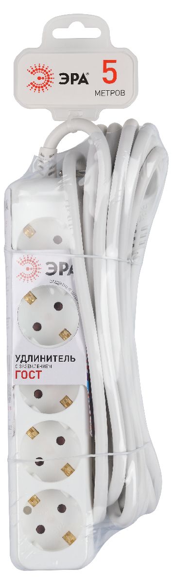 удлинитель электрический эра u-5e-5m-3x1,5 б0044039