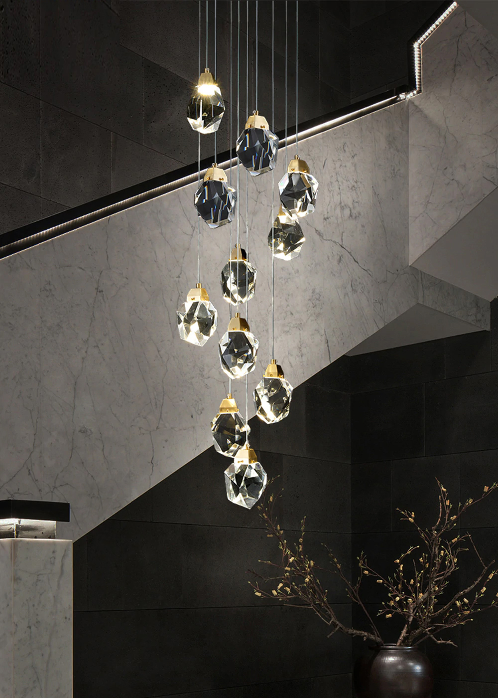 подвесной светильник delight collection crystal rock md-020b-11 gold