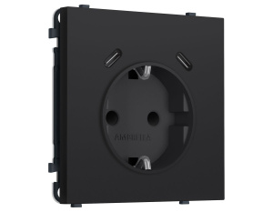 Комплект механизма электрической розетки SIGMA Черный Мягкое касание 2USB С+C 20W Ambrella Volt MS990510 (SP9905, PR165)