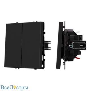 механизм выключателя двухклавишный перекрёстный arlight swt-nobe-mkx2-sfpl-bk (230v, 10a) (черный оникс) 061790