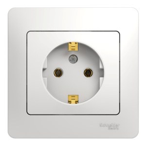 Розетка с/з (в сборе с рамкой) Systeme Electric Glossa Бел GSL000142
