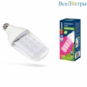Лампа светодиодная для растений (UL-00007647) Uniel E27 12W груша прозрачная LED-B82-12W/SPBR/E27/CL PLP33WH