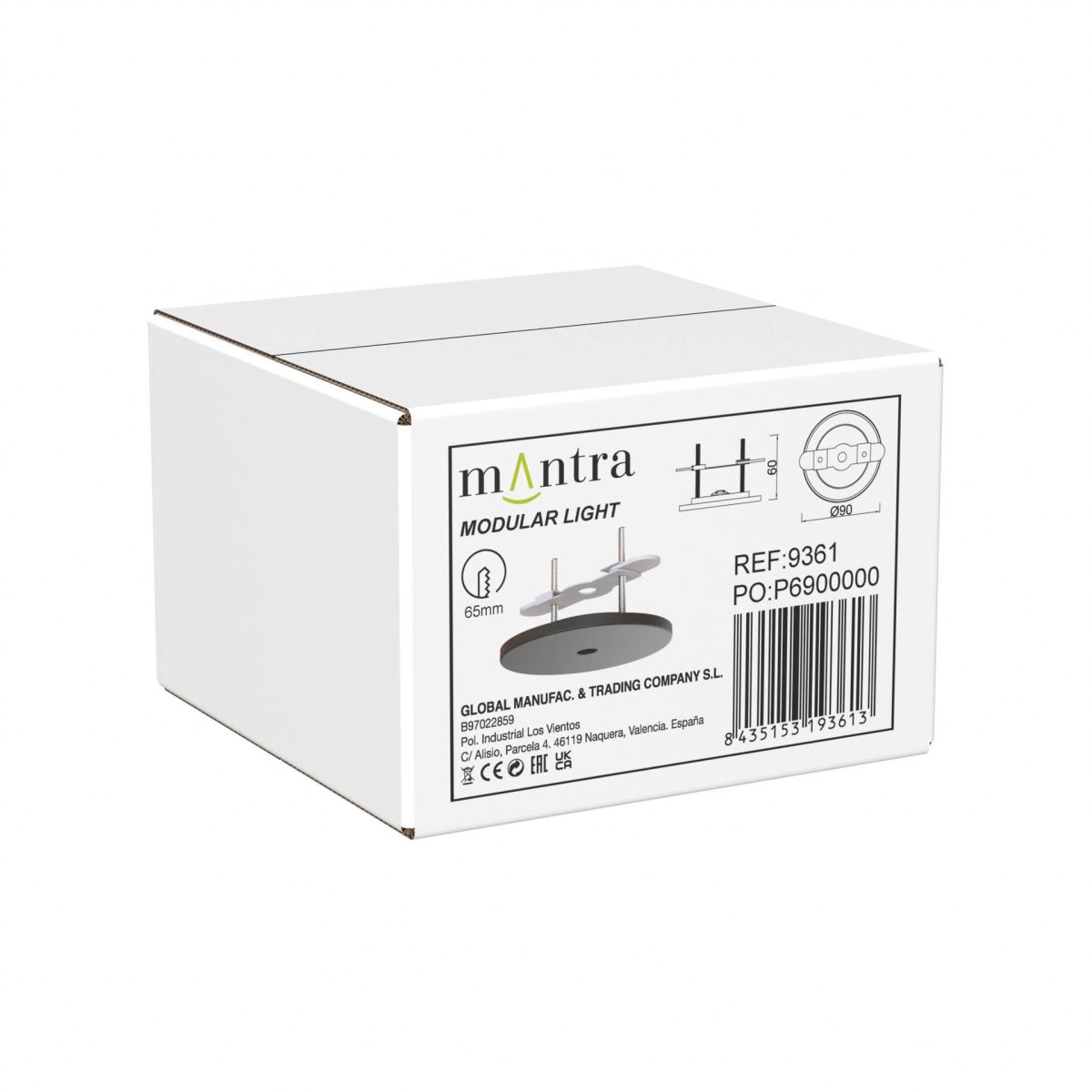 основание потолочное утопленное 1l mantra modular light florones 9361