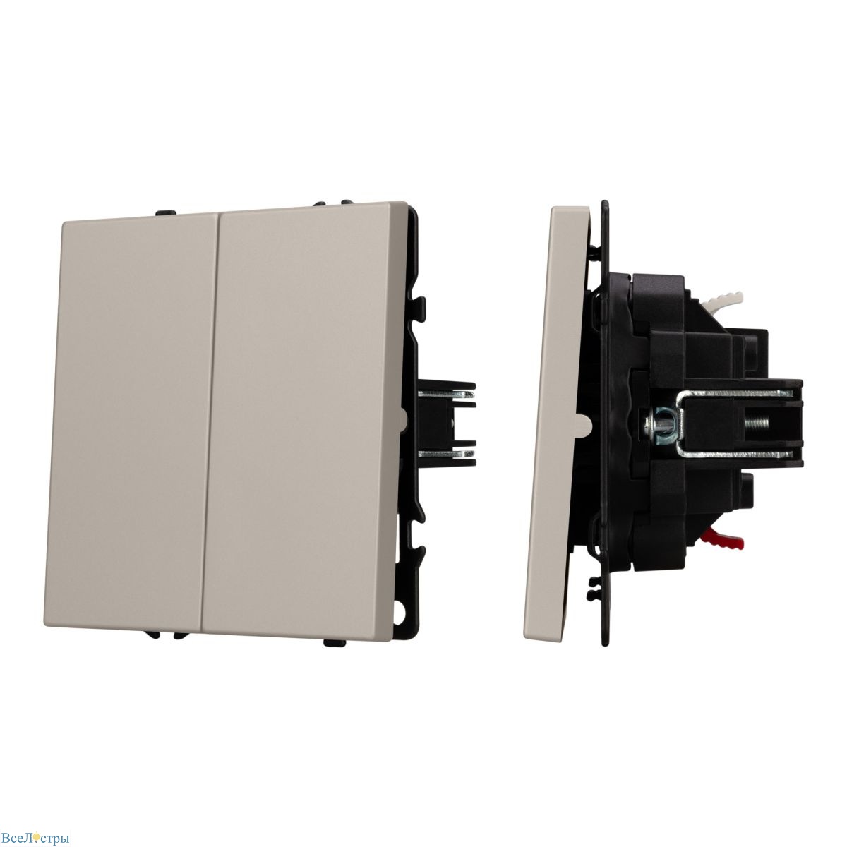 механизм звонкового выключателя двухклавишный arlight swt-nobe-mkr2-sfpl-ca (230v, 10a) (кашемир) 061785