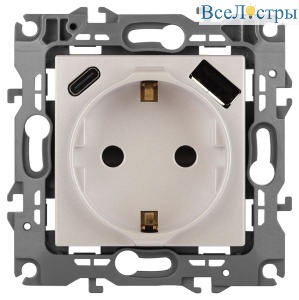 Розетка со шторками с USB type-A+C Эра 12-4108-15 Б0067767