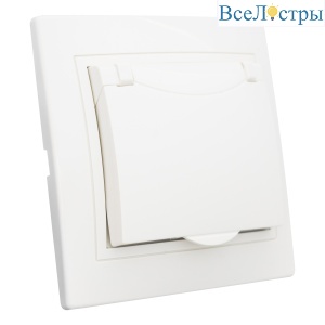 Розетка 2П+З с защ. шт. и крышкой скрытой установки 16А 250В IP44,слоновая кость (керамика) "Дельта" 477273