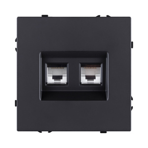 Розетка двойная Ethernet RJ45 Cat.6, черный матовый Kollinger Eclipse EC-018BK