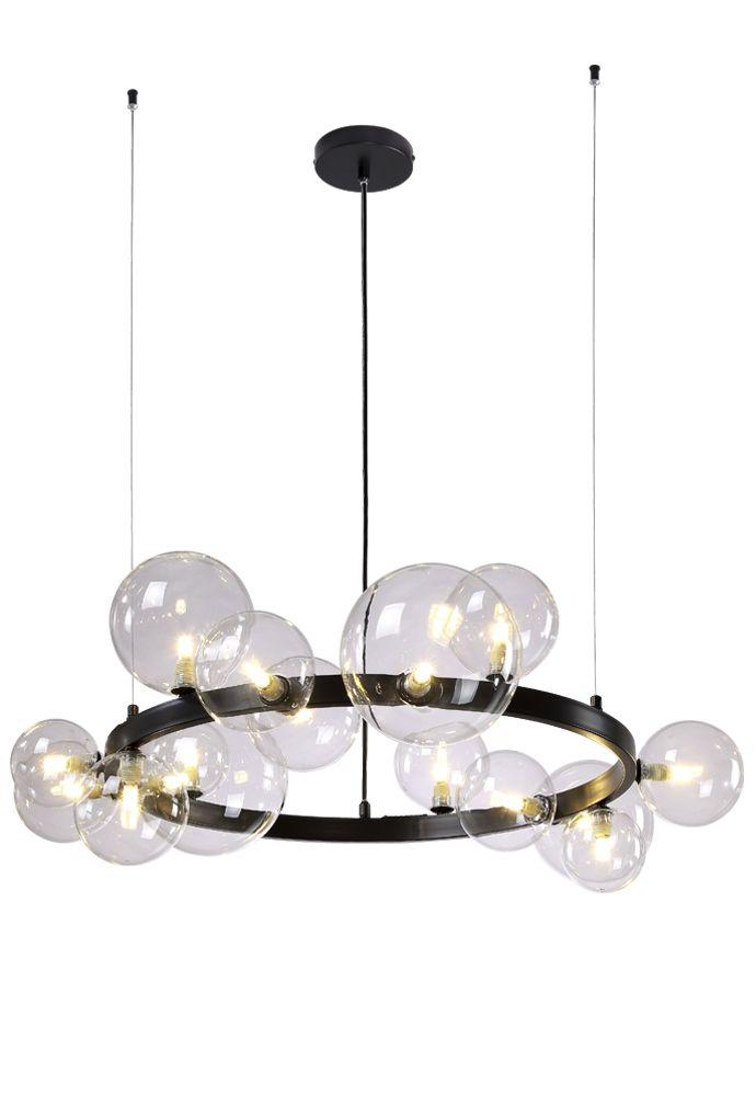 подвесная люстра crystal lux agata sp15 v2 black/transparente