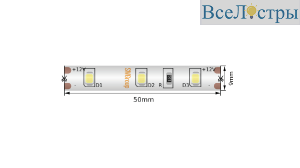 Светодиодная лента SWG Standard 12В 2835 4,8Вт/м 2700-3200K 5м IP66 SWG260-12-4.8-WW-66-M 019158
