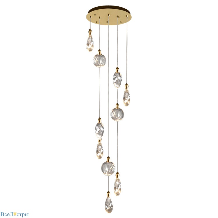 каскадная люстра delight collection colvin mt9176-10h titanium gold