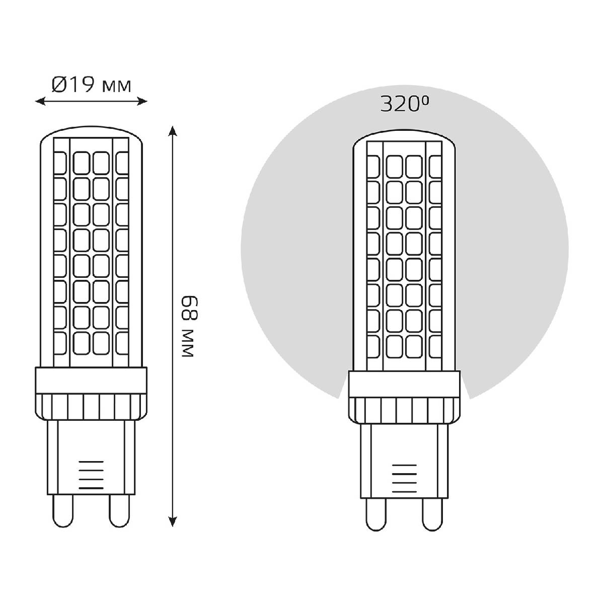 лампа светодиодная gauss g9 6,5w 3000к прозрачная 107309106