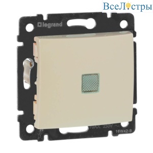 Переключатель одноклавишный на 2 направления Legrand Valena 10A 250V с подсветкой слоновая кость 774326
