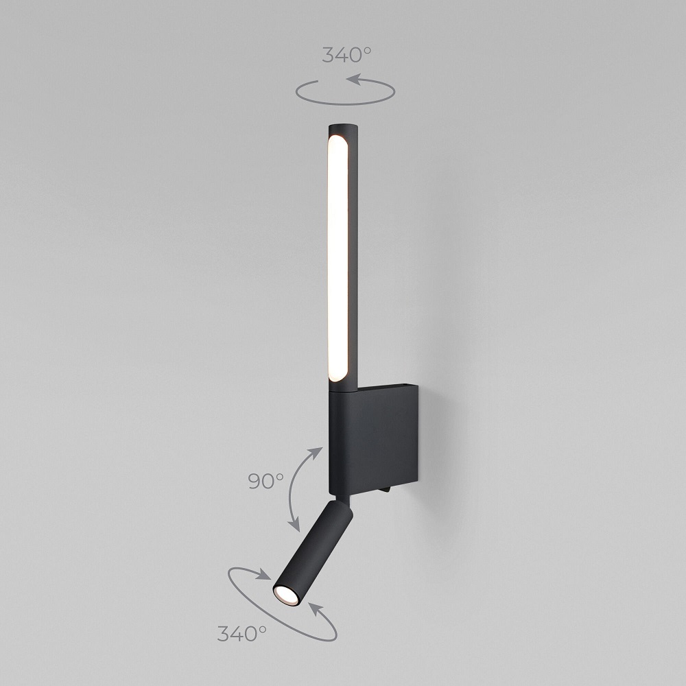 настенный светодиодный светильник elektrostandard sarca 4690389180583 40111/led черный a057584