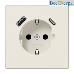 Розетка 2K+З USB Typ AC Jung LS1520-15CA