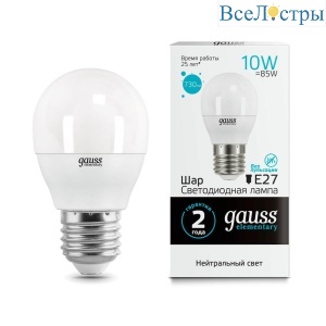 Лампа светодиодная Gauss E27 10W 4100K матовая 53220