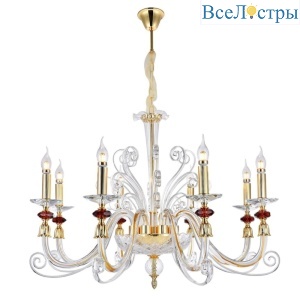 Подвесная люстра Crystal lux CATARINA SP8 V2 GOLD/TRANSPARENT-COGNAC