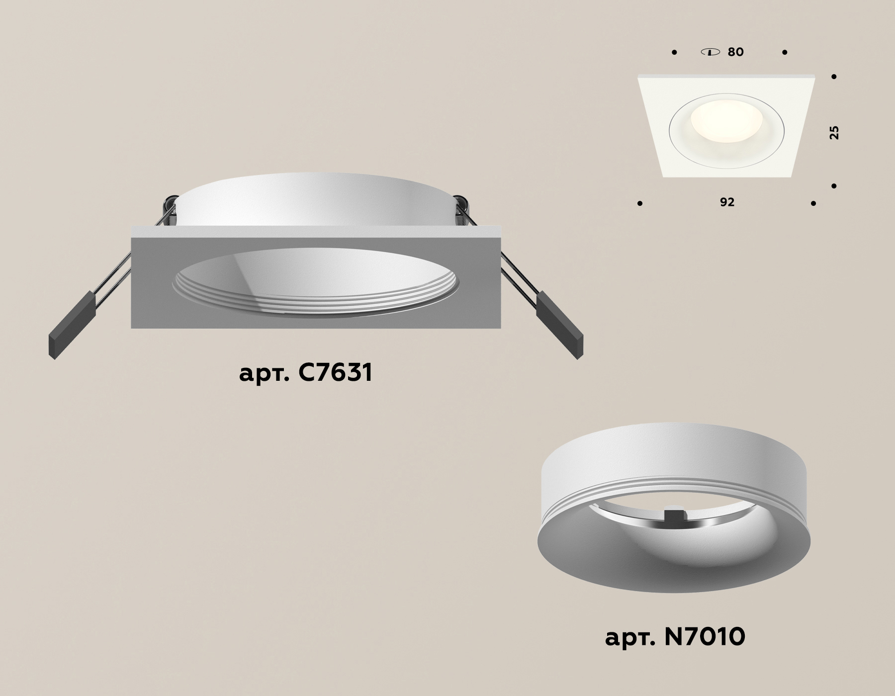 встраиваемый светильник ambrella light techno xc7631001 (c7631, n7010)